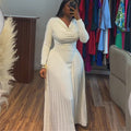 European and american cross-border women's fashion:  summer new arrival - elegant scalloped neck, figure-flattering, slimming a-line long sleeve dress