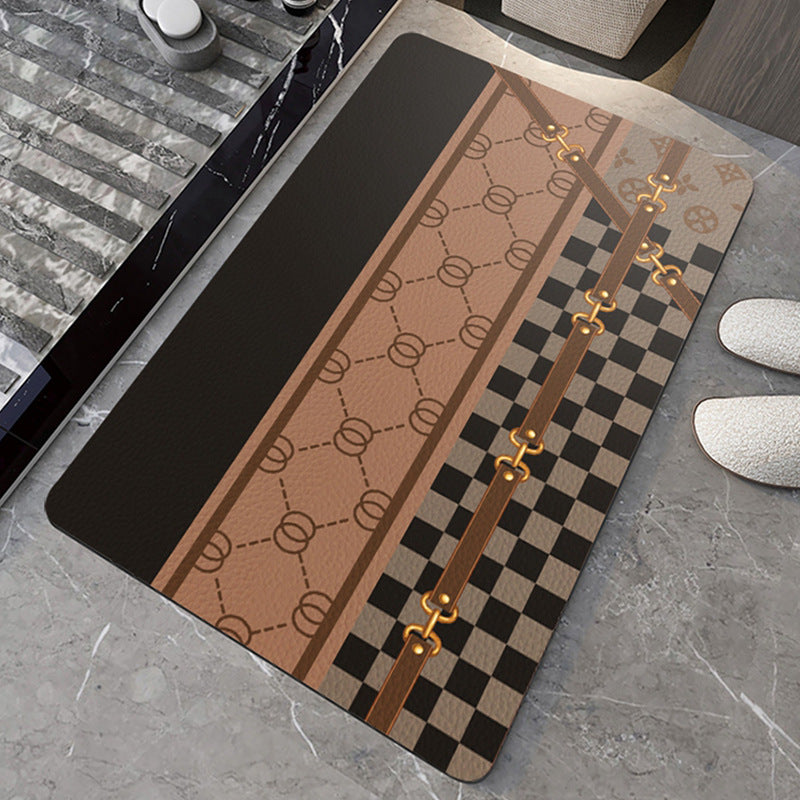 Soft diatom mud bathroom floor mat, quick-drying water absorption, non-slip door mat at the door of household toilet, shower room, toilet carpet