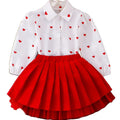 Children's clothing  fashion children's clothing cross-border love shirt pleated cake skirt two pieces
