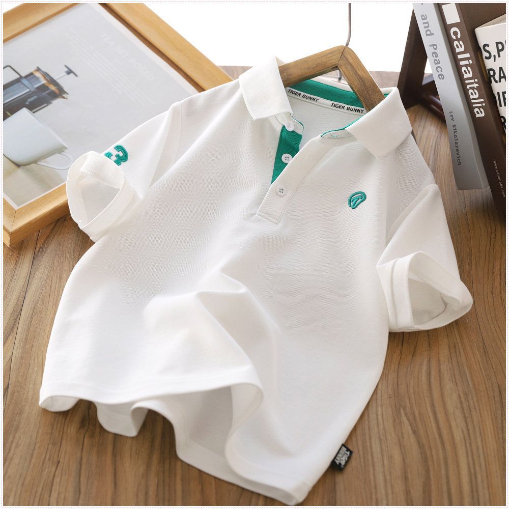 Boys' summer new arrival: preppy collar embroidered t-shirt short sleeve polo shirt - kids' casual chic style [yh]