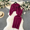 Women's winter sweater set: short sleeve cardigan & versatile cami dress two-piece outfit