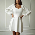 spring/autumn new arrivals: european and american style tenu white long-sleeve dress - perfect for cross-border  sales