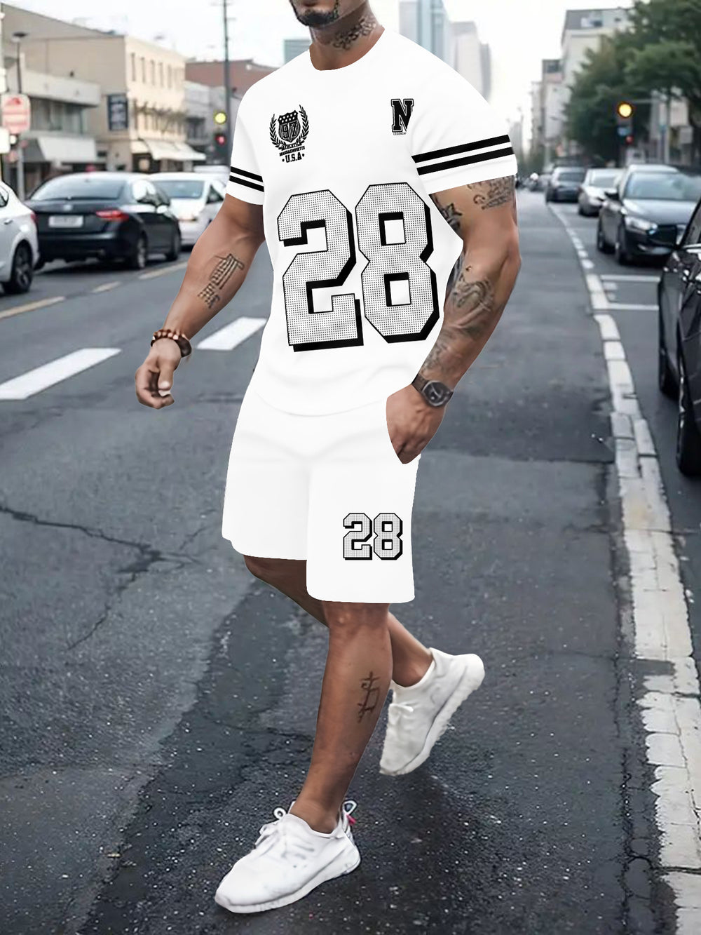 Men's casual sports set - short sleeve & shorts - summer hot seller - cross-border fashion - two-piece leisure outfit