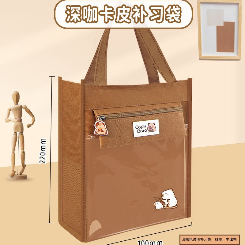 New mesh tote bag high value retro simple large capacity file bag student painting art bag tutoring bag