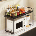 Multi-functional microwave oven rack, kitchen countertop organizer, multi-tier extendable shelf, thickened and sturdy load-bearing support