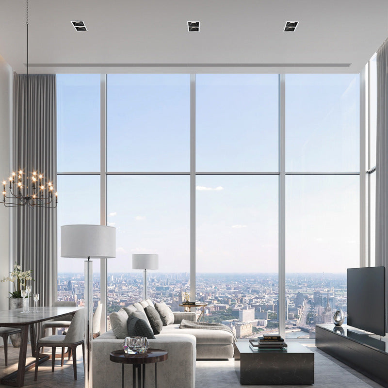 Three pine double-headed square spotlight COB embedded honeycomb narrow-sided anti-glare living room grille light No main light lighting