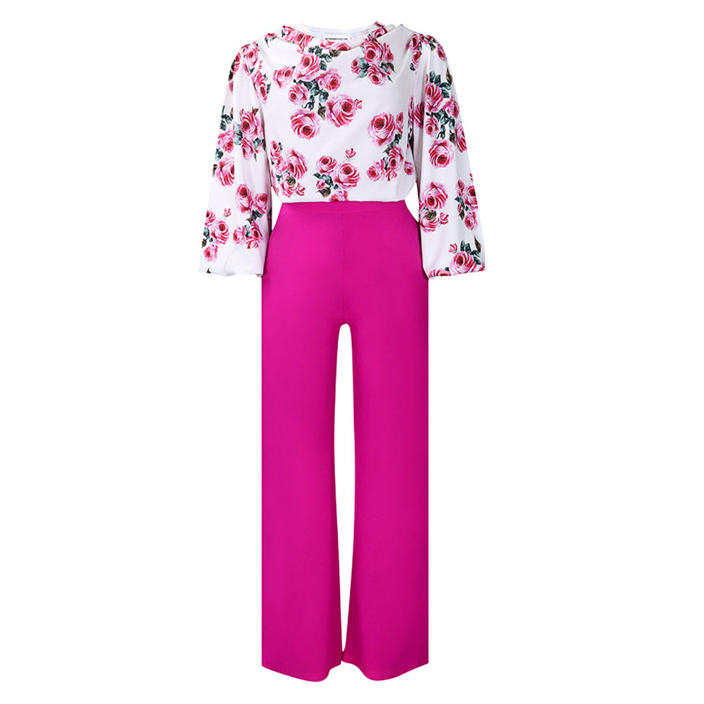 D3235exportplus size women's clothingnew arrivalfashionprinting strappytopsloose pantsoltwo-piece setfashionsuit