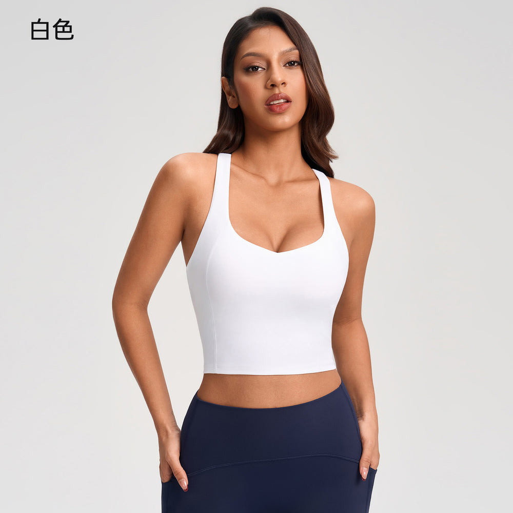 High-impact sports bra for women, shockproof, push-up, racerback tank top, suitable for running, outdoor wear, fitness, and yoga. model: yg-1011