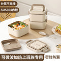 304 stainless steel insulated lunch box - perfect for office workers and students. microwaveable, multi-layer bento box with rice container