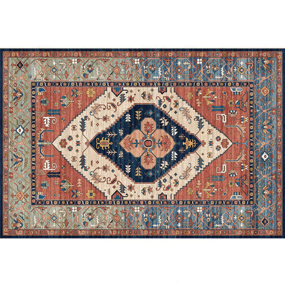 retro ethnic moroccan faux cashmere rug - durable, stain-resistant, perfect for living room coffee tables, bedroom bedside, and more