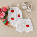 Children's clothing  cross-border fashion strawberry chapter off-white camisole + shorts summer new