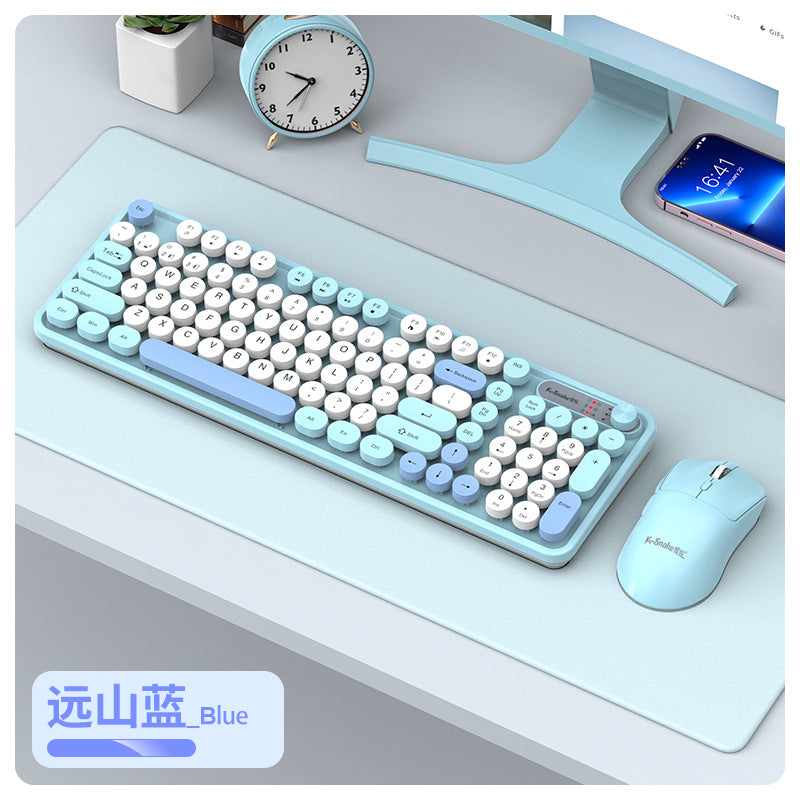 Viper wk300 dual-mode wireless bluetooth keyboard and mouse combo - punk keycaps - desktop pc laptop keyboard for women