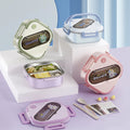 6637 (201 liner)-square cartoon stainless steel lunch box with handle (with cutlery)
