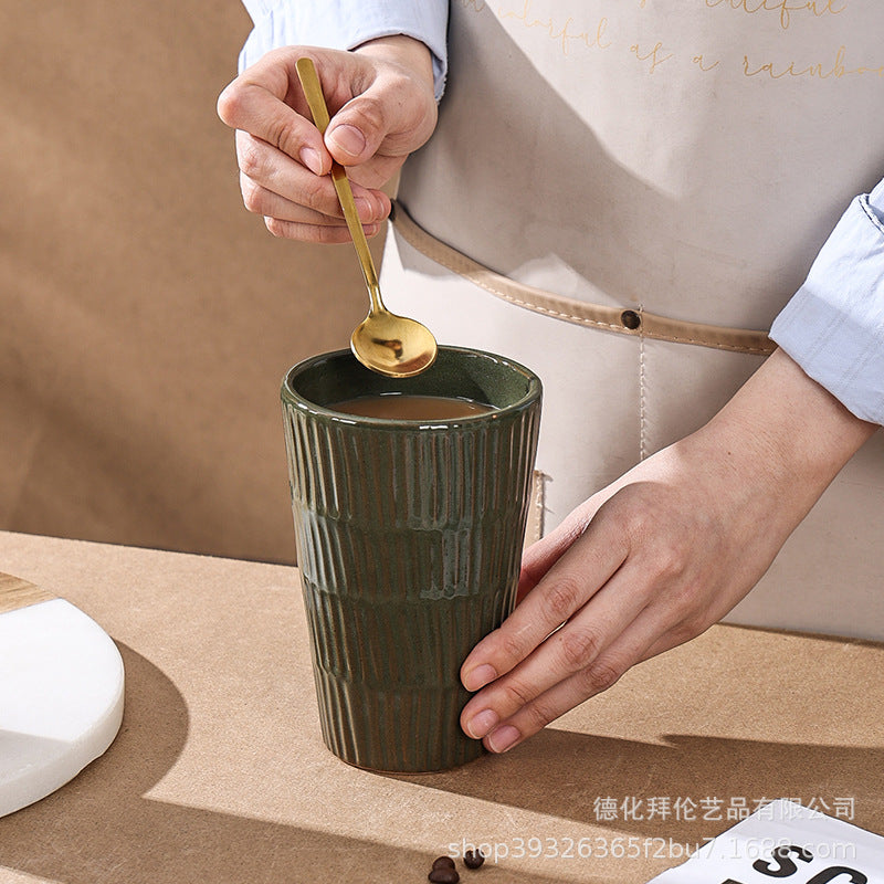Ins creative bamboo pattern tall mug - large capacity milk & coffee cup for home, office, and large-sized drinking cup