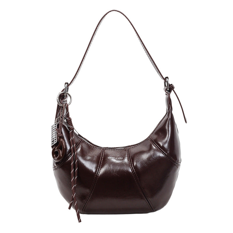 2025 new autumn/winter "maillard" style fashionable and versatile shoulder bag - commuter, niche design, crossbody bag, light luxury handbag