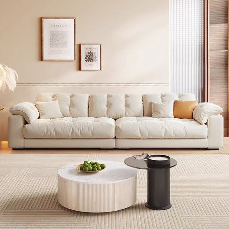 Fabric sofa living room italian casual cream cloud sofa modern casual three-seater straight row lazy sofa