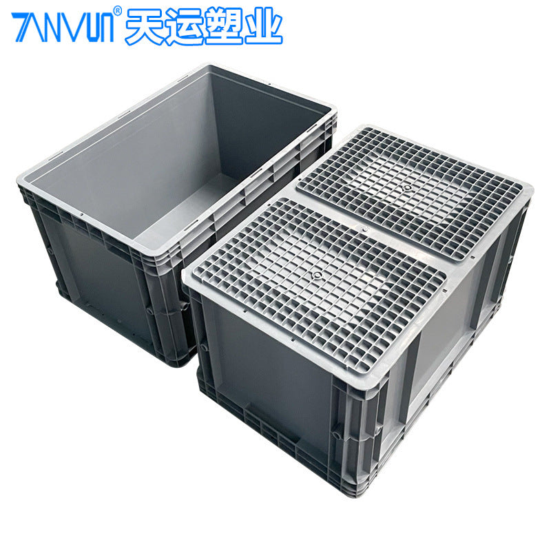 Grey thickened European standard EU box plastic turnover box with lid auto parts large logistics workshop transit plastic box