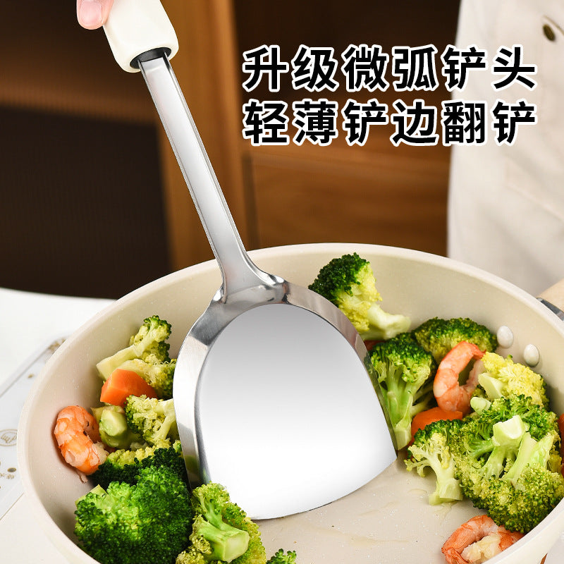 Creamy white diamond pattern stainless steel utensil set - 3-piece multifunctional kitchen tool set for stir-frying and serving soups