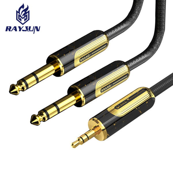 Brand private mold 3.5 to double 6.5 audio cable, mobile phone electronic organ power amplifier one point two big two core 6.35mm audio