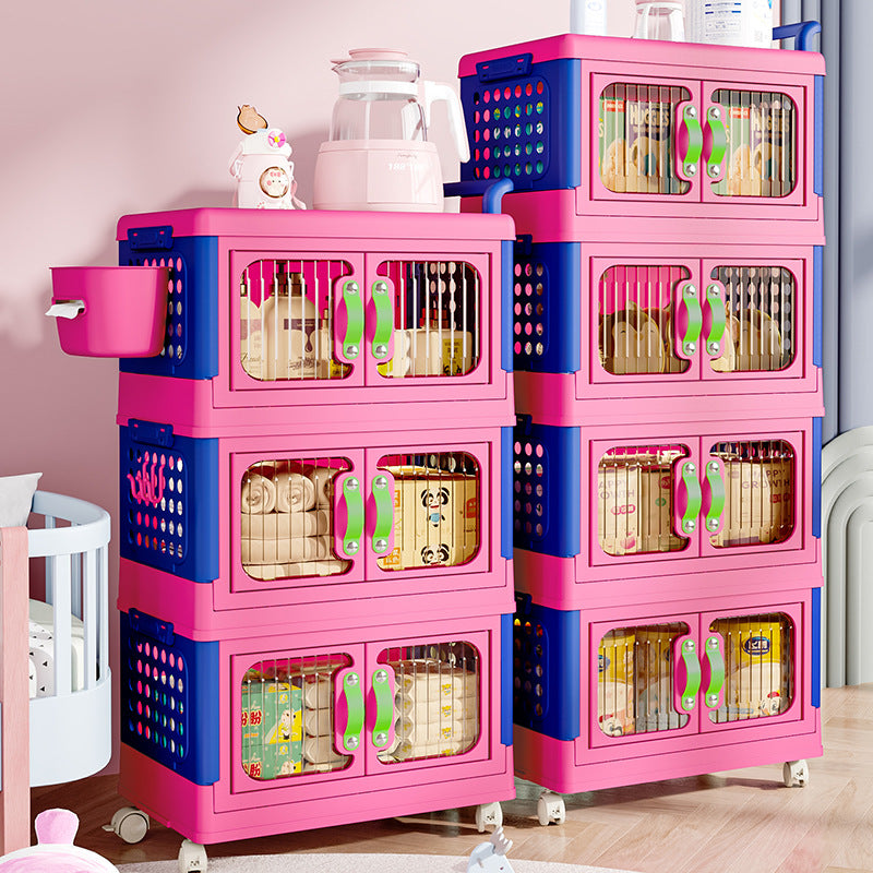 Storage Cabinet Household Wardrobe Dopamine Free Installation Clothes Toys Children's Stroller Foldable Plastic Storage Box