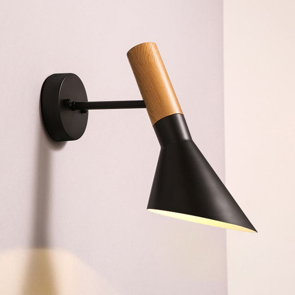 Nordic simple wrought iron wood grain color post-modern personality living room bathroom bedroom bedside LOFT retro wall lamp