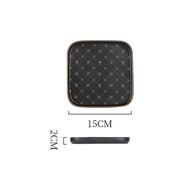 Creative black matte steak plate western dinner plate home nordic high-end dinner plate flat plate with rim restaurant hotel