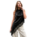 European and american cross-border new arrival: summer elegant slim-fit versatile sleeveless lace trim blouse for women