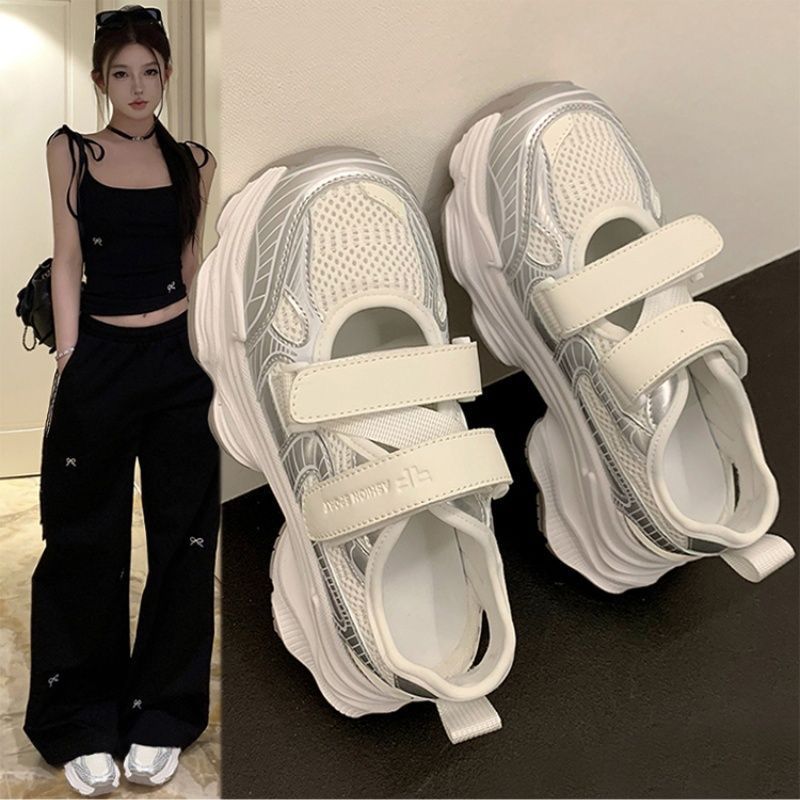 Hollow sports sandals outdoor sandals women's 2026new arrivalsummer velcro thick sole river tracing shoes breathable shoes