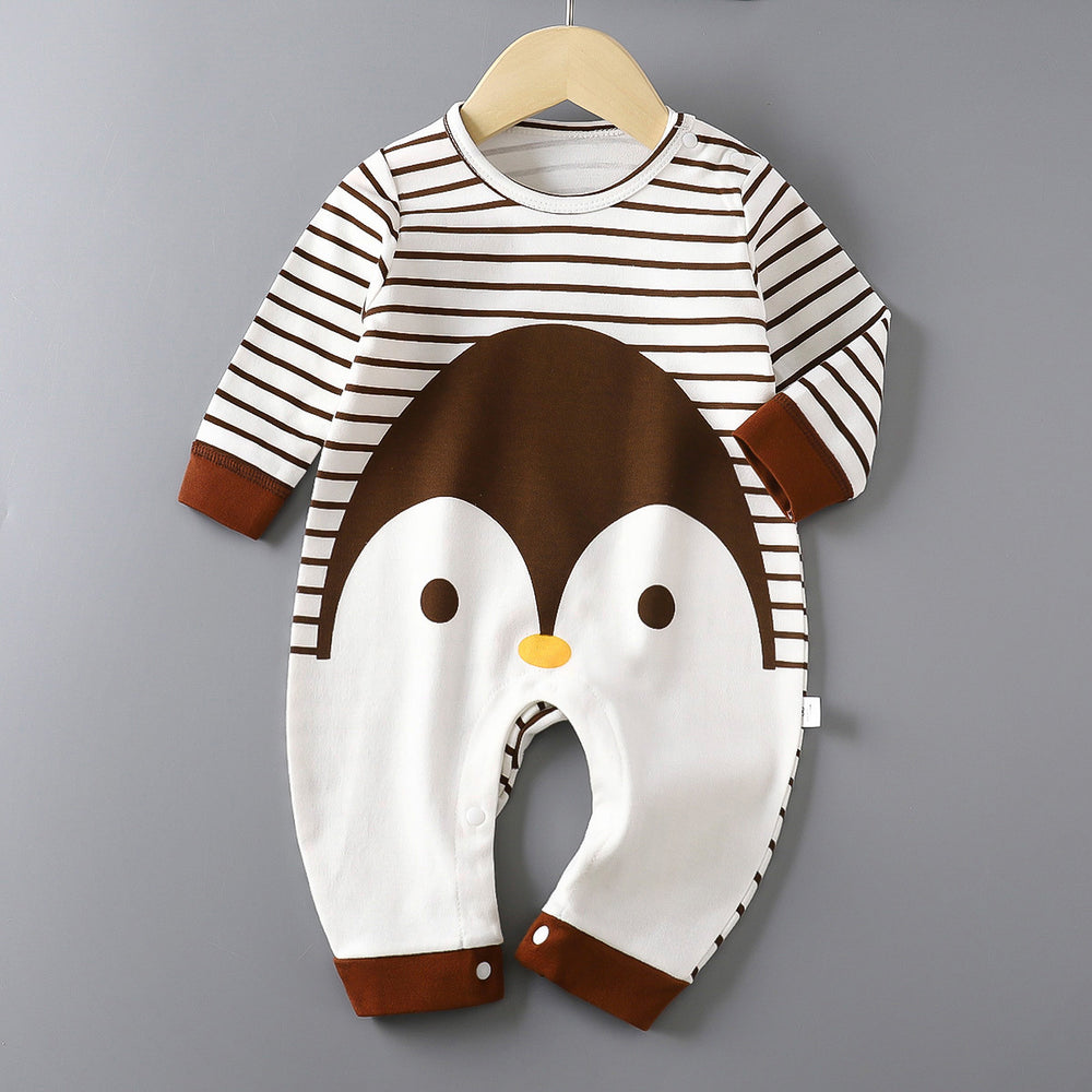 Baby long sleeves bag butt pure cotton breathable male and female baby spring & fall summer jumpsuit small monthly long climbing hoodie