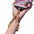 New chinoiserieclassy mobile phone chain crystal accessible luxury style gold foil butterfly pendant tassel short mobile phone case lanyard