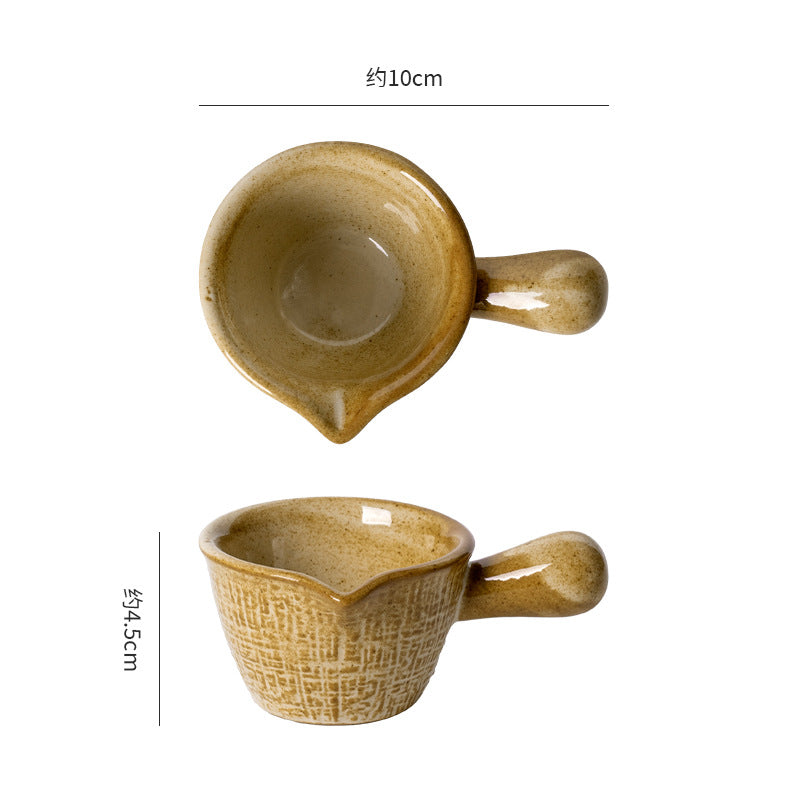 Retro ceramic stylish handle seasoning small milk dish dipping small milk cup sauce steak dessert sauce dessert dish