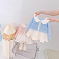 Girls' spring dress: new stylish cardigan dress, first birthday baby gown, children's princess dress set for spring and autumn