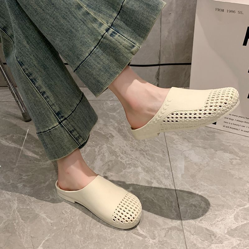 Baotou half slippers for women summeroutwear2025new arrivalflats slip-on half slippers soft bottom french style sandals