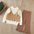 Girls' knitted sweater two-piece set -  autumn/winter new collection - bowknot cardigan and knit sweater outfit for little girls