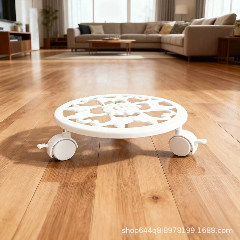 Metal movable flower pot tray iron flower stand roller flower pot base universal wheel movable flower pot stand