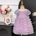 Girls' sequin princess dress  - purple tulle pearl embellished ball gown