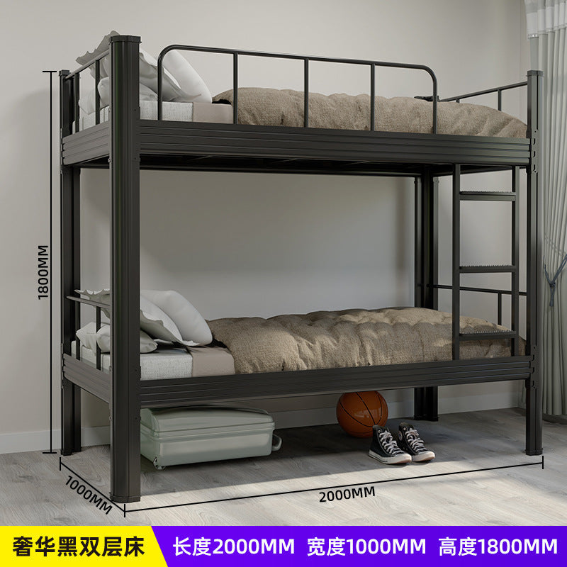 Double bunk bed, ideal for student dorms, employee housing, or hotel/apartment dormitories. features a sturdy iron frame and is suitable for both upper and lower bunks