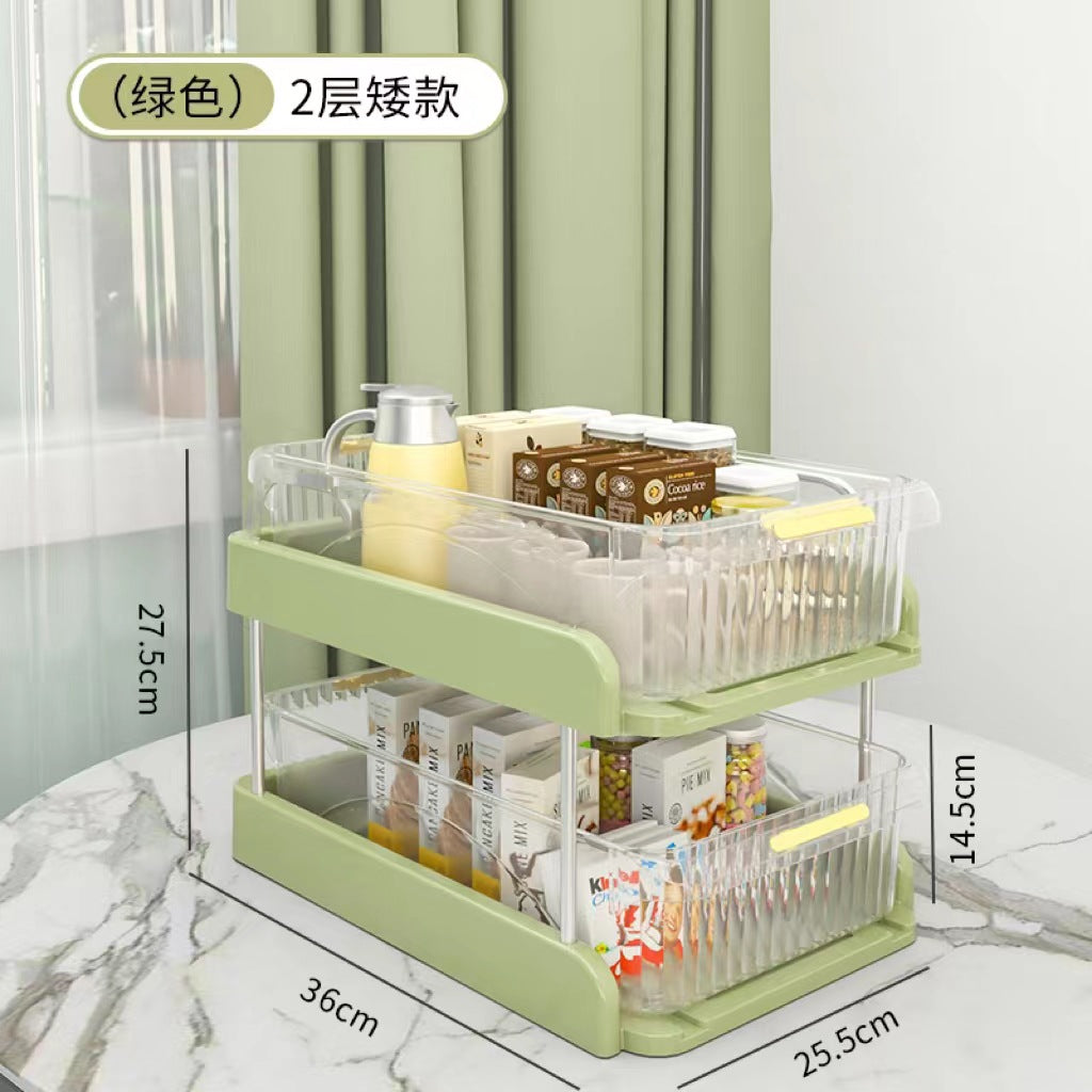 Pull-out desktop storage box, snacks, sundries, layered shelves, cosmetics, dresser, premium storage box