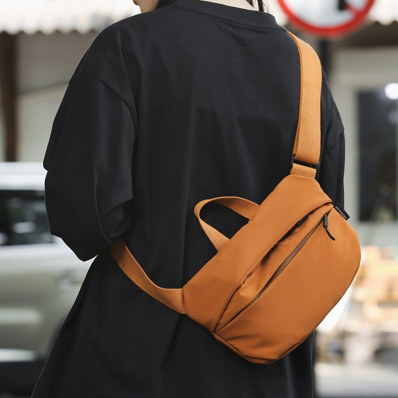 Satchel Women's Casual Hong Kong Style Shoulder Bag Nylon Cloth 2024 Autumn Breast Bag Handbag Textured Waterproof Student Crossbody Bag