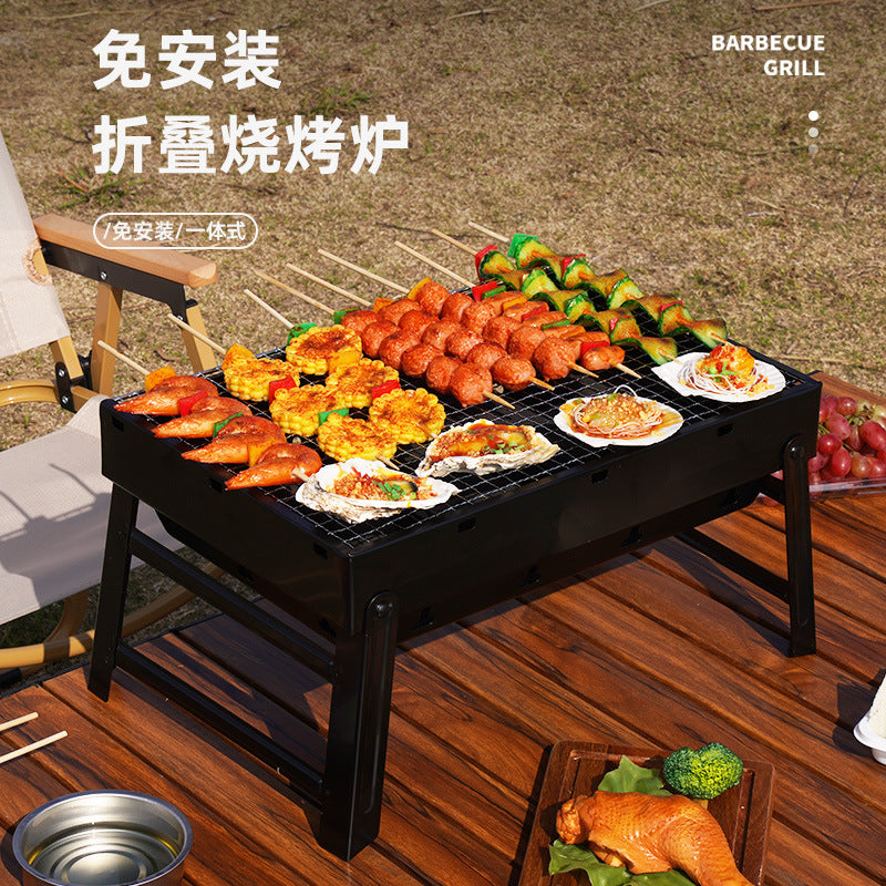Zibo bbq black steel bbq grill - heavy-duty, foldable, portable, and easy-to-carry outdoor bbq grill