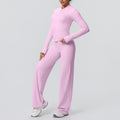 High-waisted, wide-leg, straight-leg pants with a cloud-like feel, quick-drying, zippered jacket, yoga outfit, outdoor casual running fitness sportswear set
