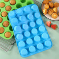 Silicone mini 24-cavity cake mold, perforated round muffin cup baking pan, diy jelly making baking tool