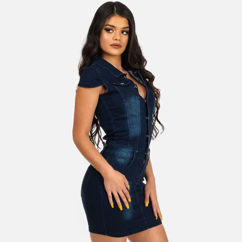 fashionsexy silm denim dress hip skirt nightclub skirt skirt cross-border