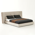 Italian normcore cotton and linen fabric bed designer cream style widescreen bed modern double large apartment house master bedroom bed