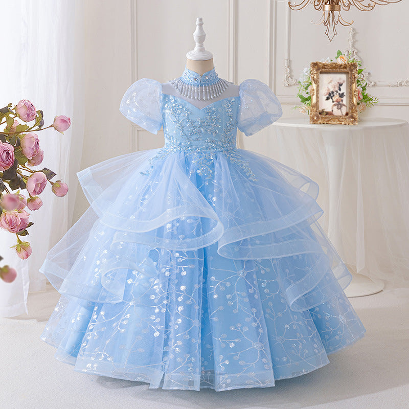 Ready-to-ship, hot-selling girls' dresses: flower girl dresses, wedding dresses, evening gowns. elegant, high-end runway style, little girl's accessible luxury dresses