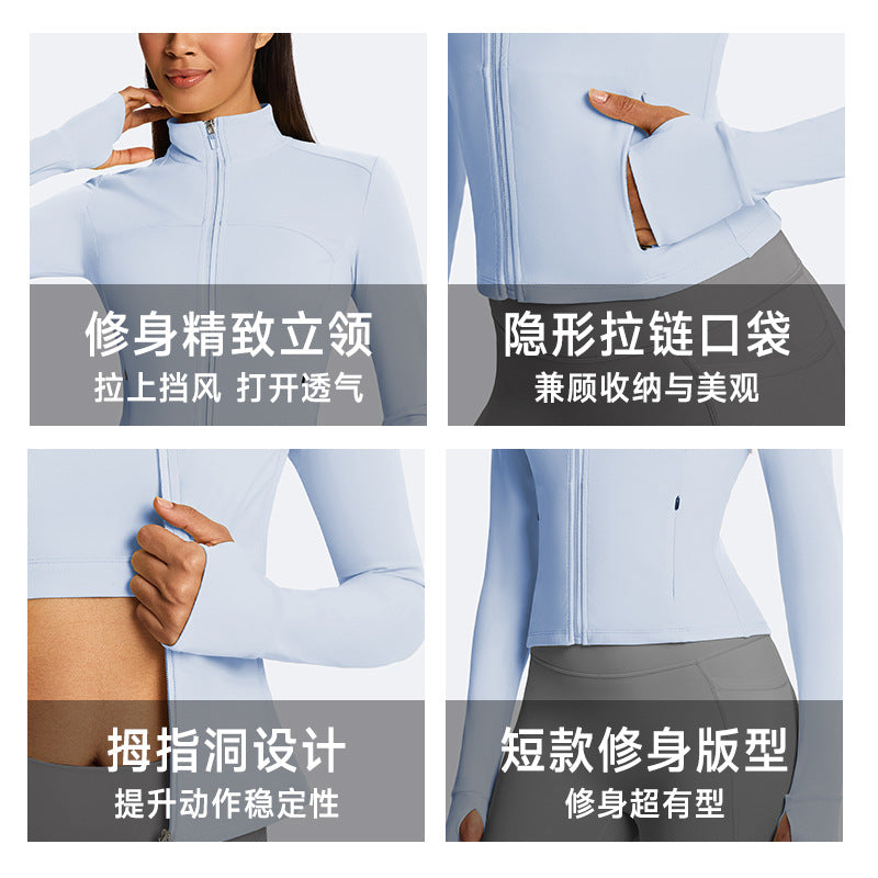Fall and winternew arrival yoga sports jacket silmoutwear tight sports tops training running fitness clothing outwear women