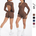 fashioncut out beautiful back half open zipper jumpsuit peach butt sports fitness running jumpsuit women's yoga wear