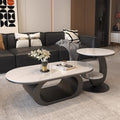 Modern minimalist oval rock slab coffee table - small apartment living room, home use, minimalist tea table, creative irregular shape combination