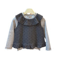 Girls' spring/autumn new korean style polka dot blue outfit - vest, three-piece set - casual, stylish, and fashionable for little girls