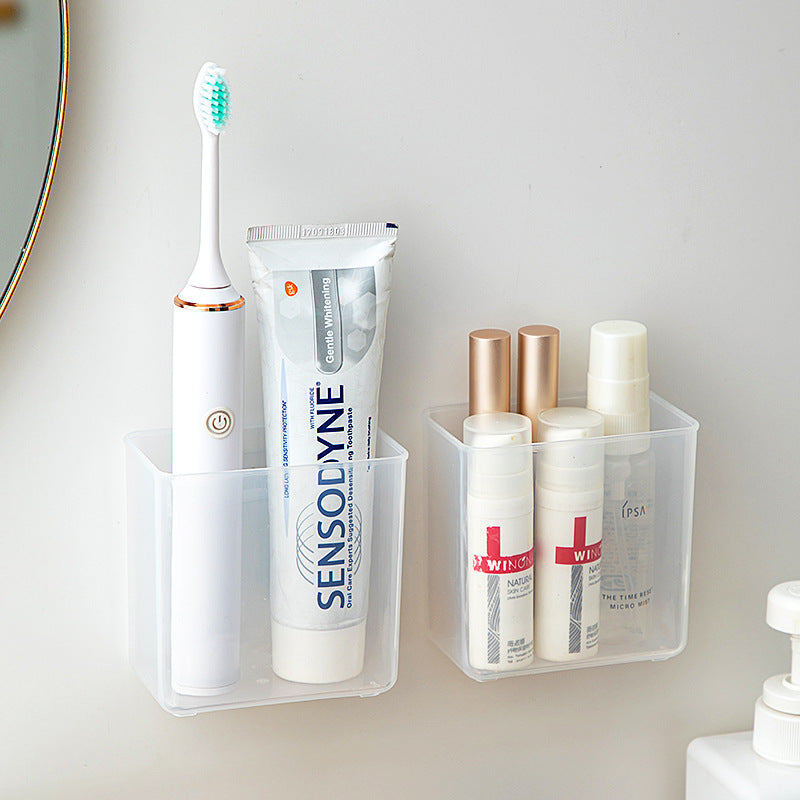 Kitchen, bathroom, desktop sundries, small storage box, transparent plastic, multi-functional non-punching wall-mounted stationery storage box